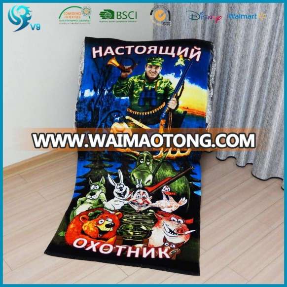 100% Cotton Soft Velour Reactive Printed Custom Design Towel Printing