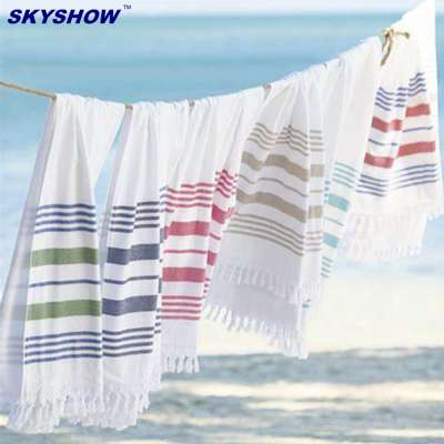 Linen Colorful Stripe Fouta Turkish Towel With Terry Cloth